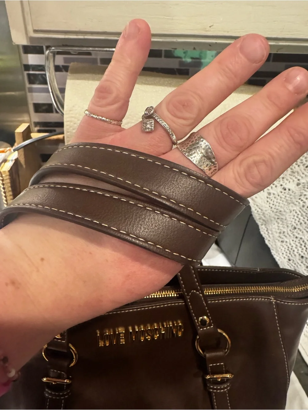 Love Moschino Dark Brown Leather purse with Gold Hardware - Picture 8 of 13